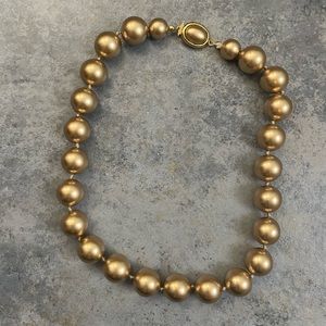 Vintage Pearl Glass Beaded 50’s Necklace Bronze